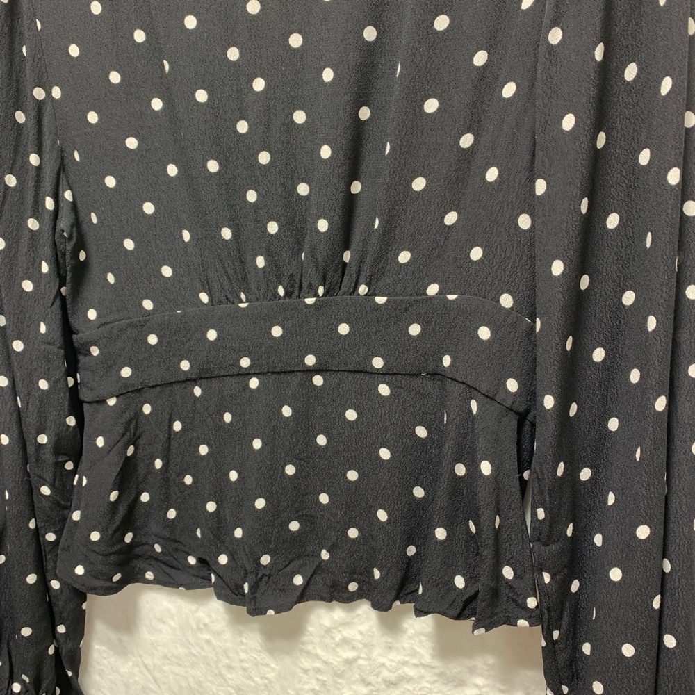Aritzia Wilfred New Prairie Blouse Black White Polka Dot Sz S - Picture 9 of 14
